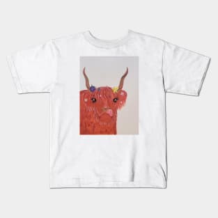 Highland Cow Painting Full Kids T-Shirt